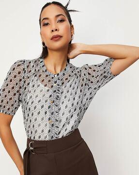 women geometric print regular fit top