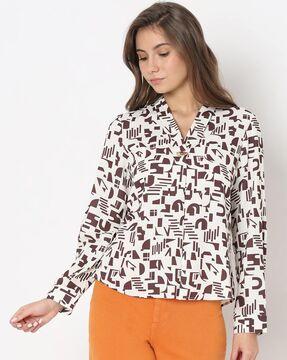 women geometric print regular fit top