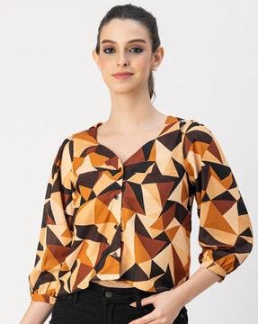 women geometric print regular fit top