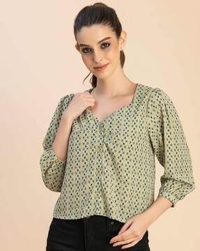 women geometric print regular fit top