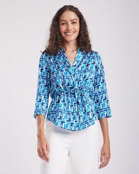 women geometric print regular fit top