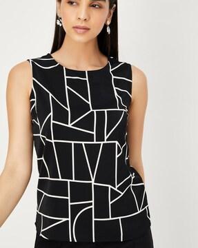 women geometric print regular fit top