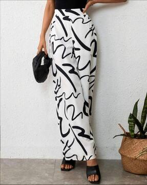 women geometric print relaxed fit palazzos
