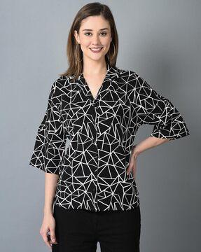 women geometric print relaxed fit shirt