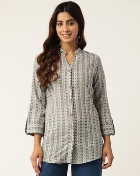 women geometric print relaxed fit shirt