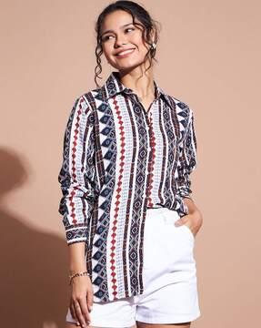 women geometric print relaxed fit shirt