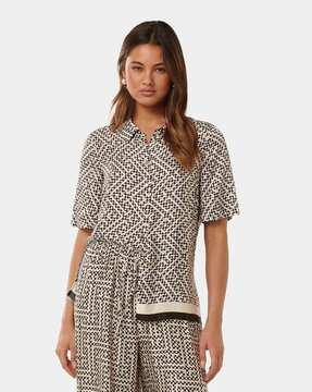 women geometric print relaxed fit shirt