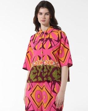 women geometric print relaxed fit shirt