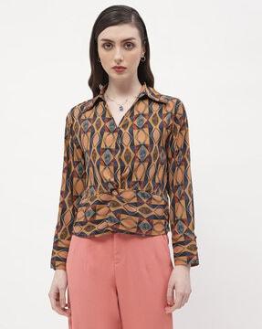 women geometric print relaxed fit shirt