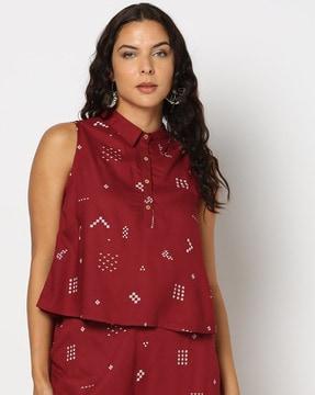 women geometric print relaxed fit shirt