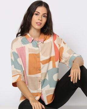 women geometric print relaxed fit shirt