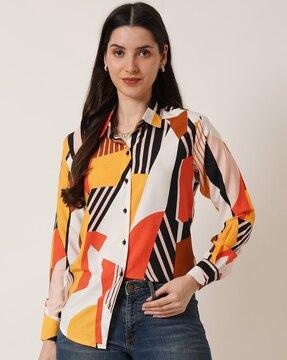 women geometric print relaxed fit shirt