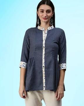 women geometric print relaxed fit top