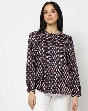 women geometric print relaxed fit top