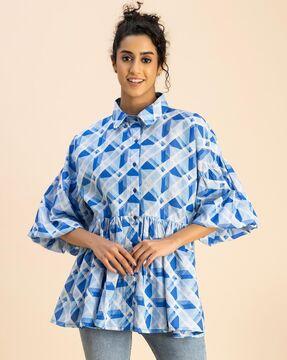 women geometric print relaxed fit top