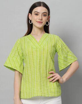 women geometric print relaxed fit top