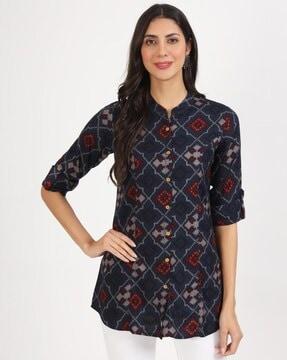 women geometric print relaxed fit tunic