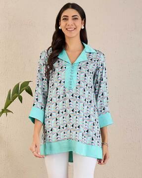 women geometric print relaxed fit tunic