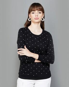 women geometric print round-neck sweatshirt