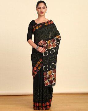 women geometric print saree with contrast border