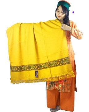 women geometric print shawl with tassels