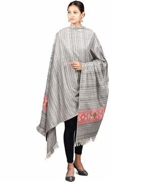 women geometric print shawl with tassels