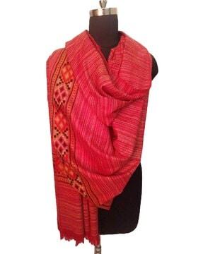 women geometric print shawl with tassels