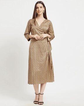 women geometric print sheath dress
