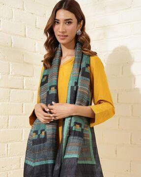 women geometric print silk stole