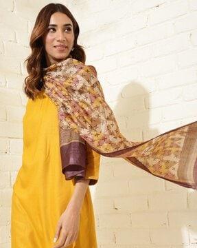 women geometric print silk stole