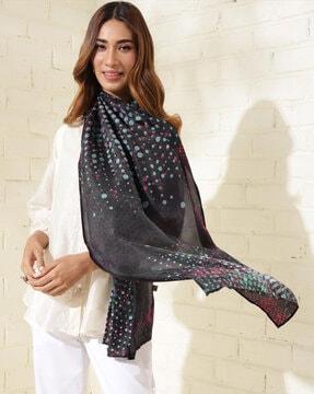 women geometric print silk stole