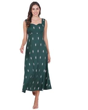 women geometric print sleeveless a-line dress