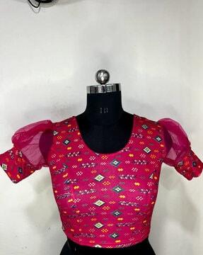 women geometric print slip-on blouse