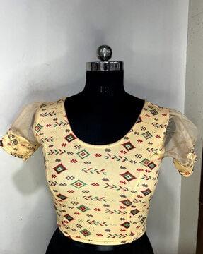 women geometric print slip-on blouse