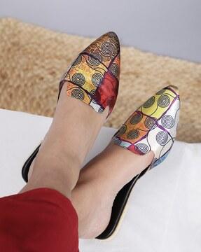 women geometric print slip-on mules