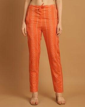 women geometric print straight fit pants