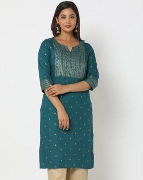 women geometric print straight kurta