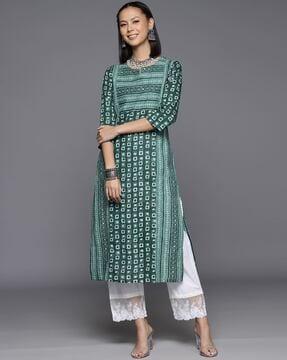 women geometric print straight kurta