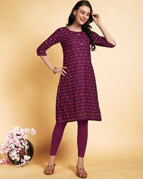 women geometric print straight kurta