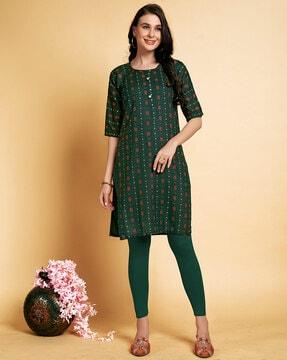 women geometric print straight kurta