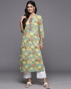 women geometric print straight kurta