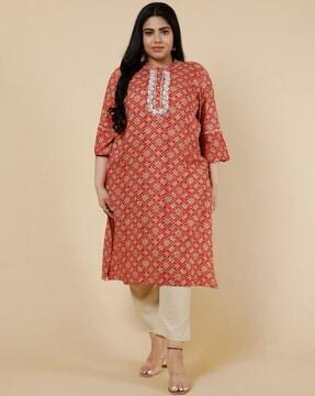 women geometric print straight kurta