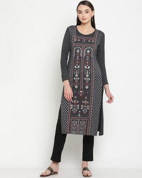 women geometric print straight kurta