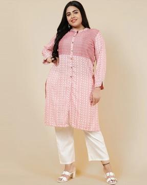 women geometric print straight kurta