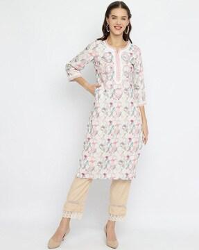 women geometric print straight kurta