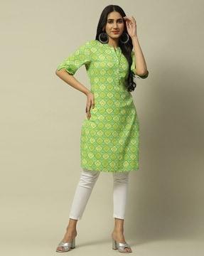 women geometric print straight kurta