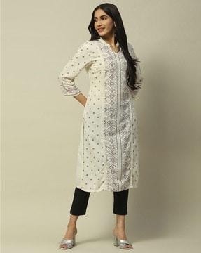 women geometric print straight kurta