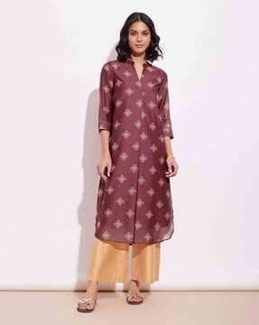 women geometric print straight kurta