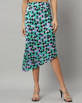 women geometric print straight skirt