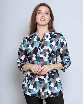 women geometric print straight tunic